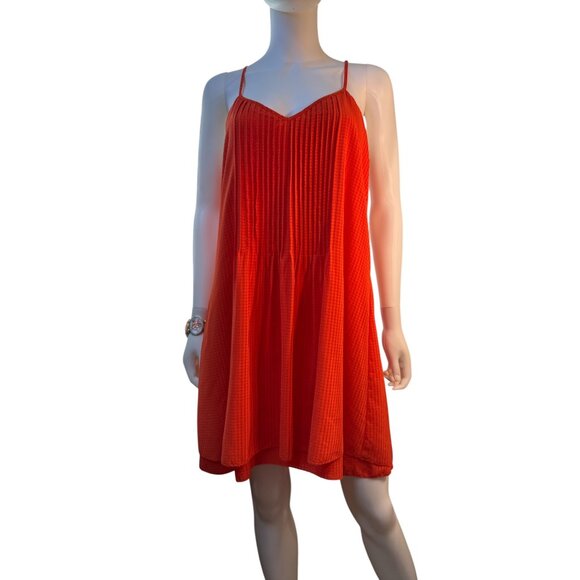 Sanctuary Orange Pleated Sleeveless Waffle Texture Swing Dress Size M EUC - Picture 1 of 6